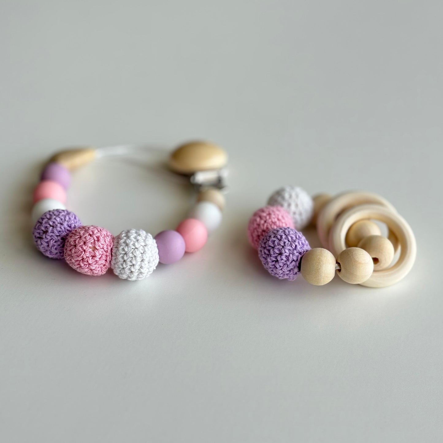 Mermaid sparkles pacifier holder and rattles