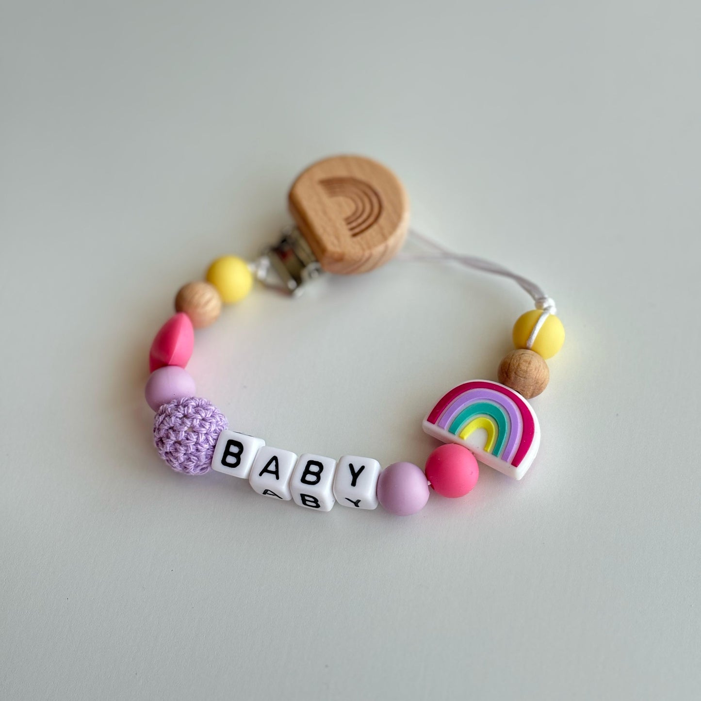 Shimmering unicorn pacifier holder